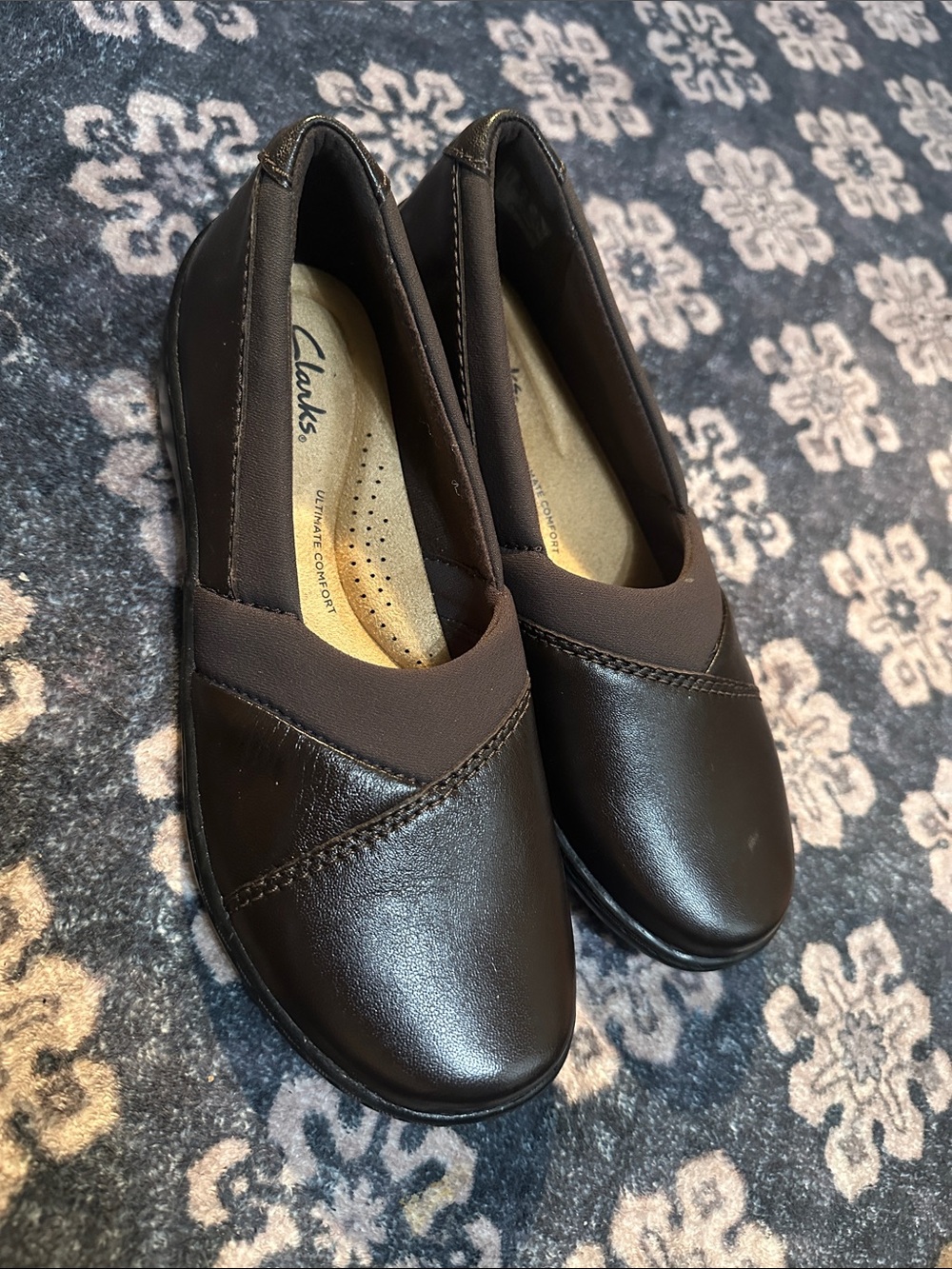Clarks Brown Slip-On Comfort Flats